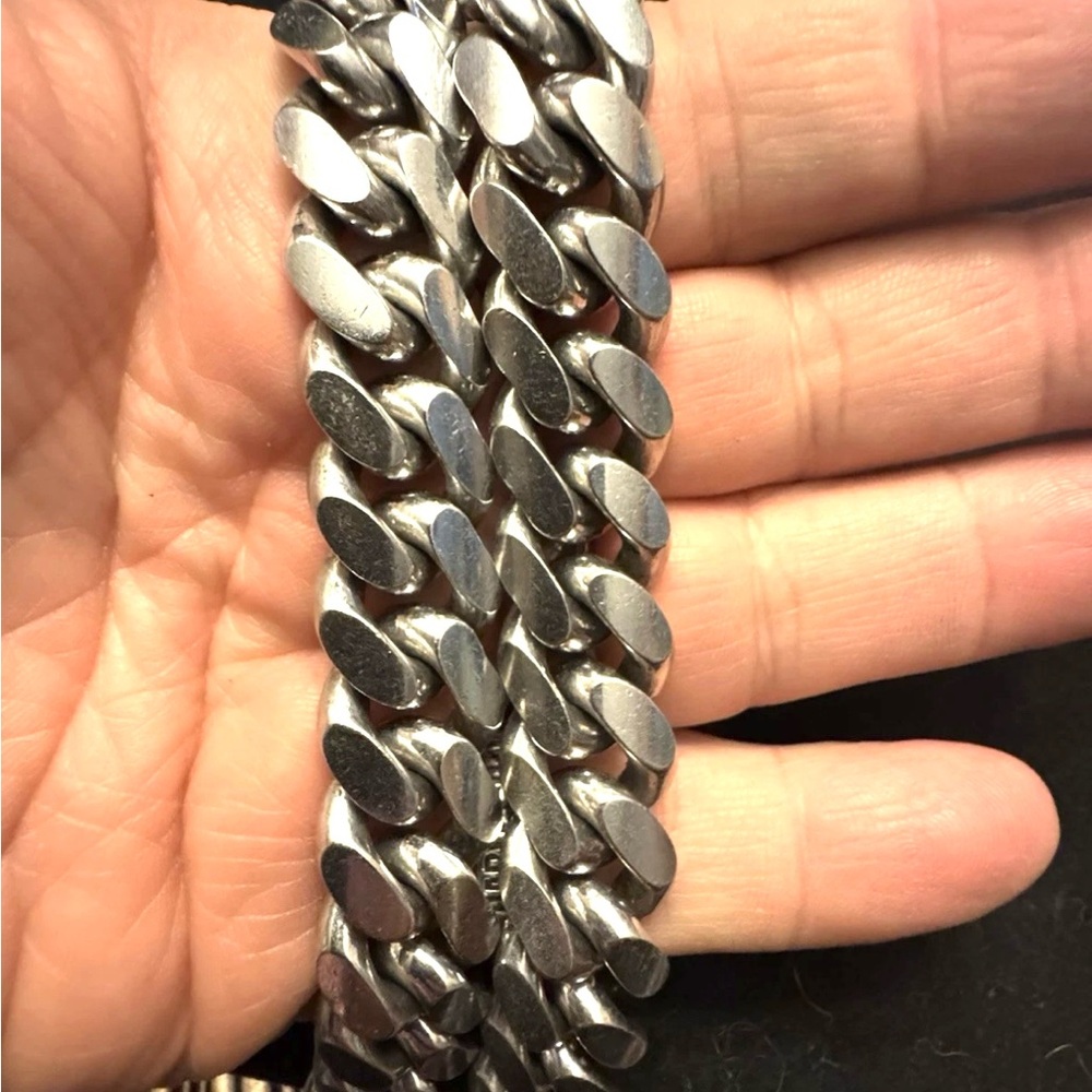 HUGE .925 Cuban Italian made stamped Silver Chain Necklace